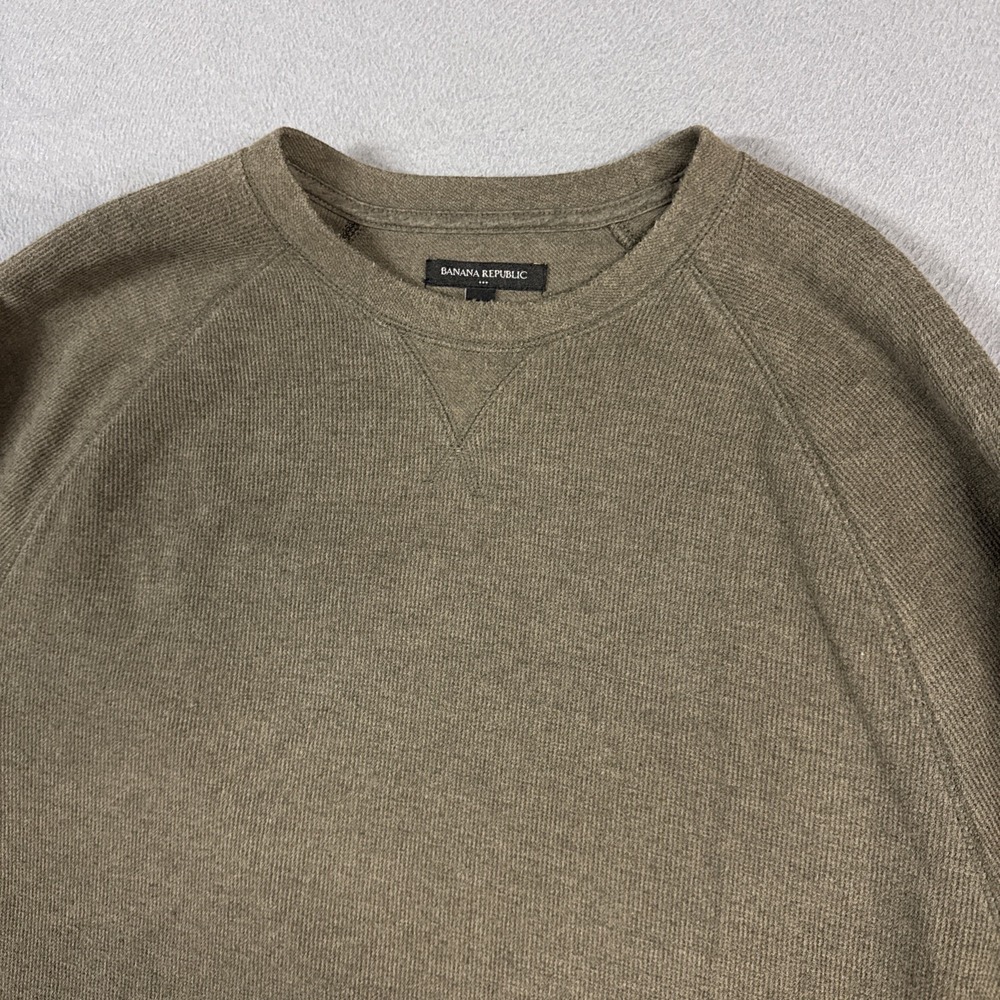 Banana Republic Sweatshirt Mens XL Green Crew Neck Pullover Stetch Cotton Preppy